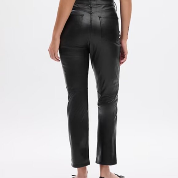 Gap Vintage Slim High Rise Vegan Leather Pants -- Black -- 18/34 - Picture 2 of 7